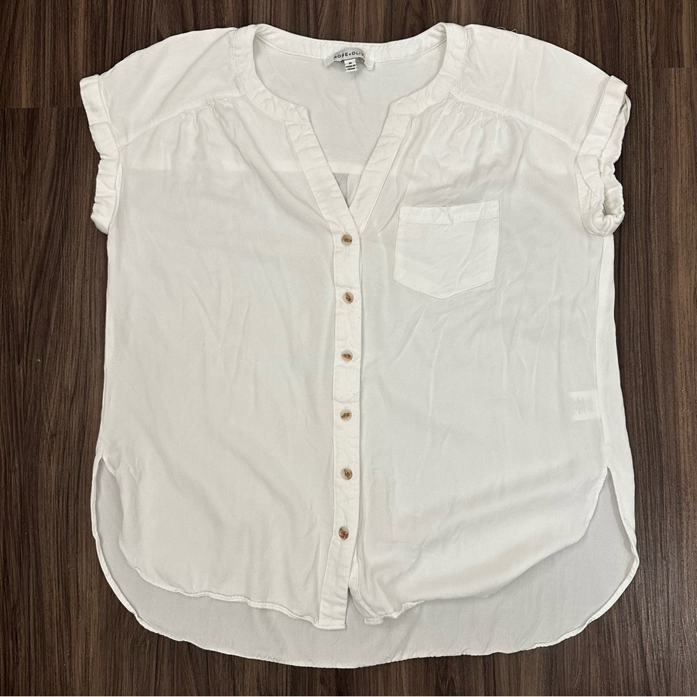 Rose + Olive White Blouse
